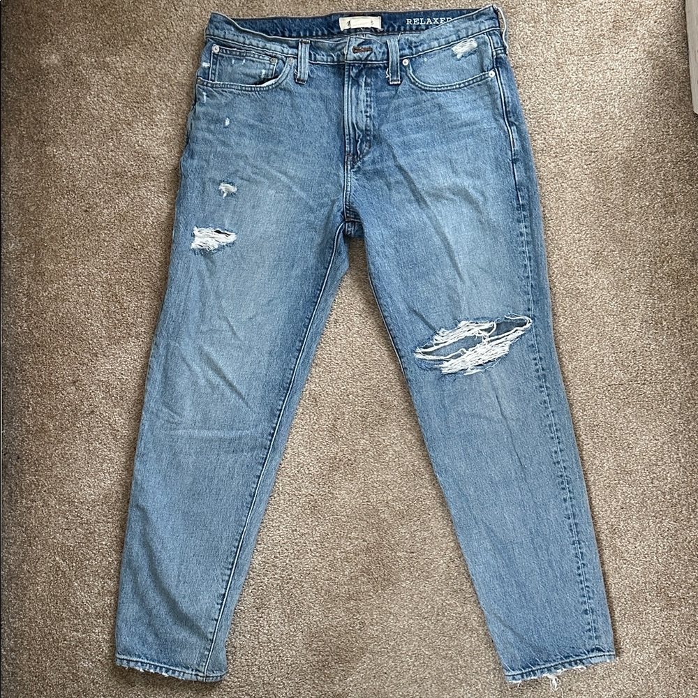 Madewell Men's Light Blue Ripped Skinny Jeans